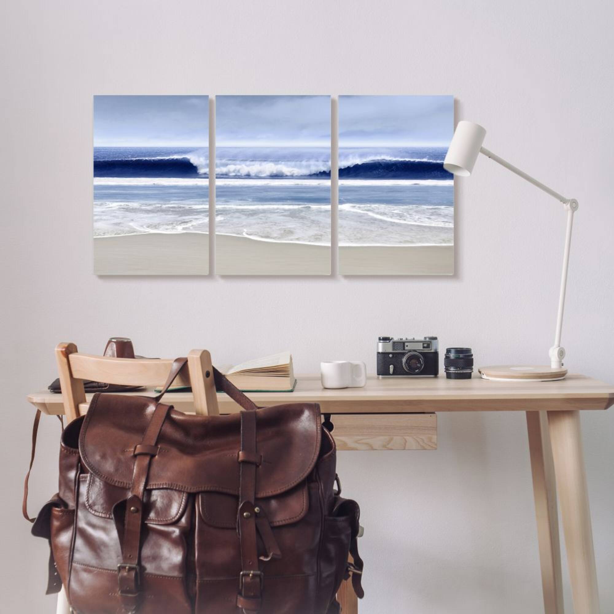 Stupell Industries Beach Wave Cresting at Shore Blue Nautical Landscape,11" x 17"